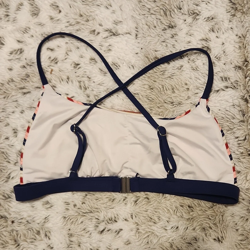Cupshe Navy, Red & Cream Striped Bikini Set
